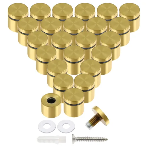 Vista 42 de Luomorgo 12 piezas tornillos separadores de acero inoxidable de 1" x 1", herrajes de montaje para letreros de pared, separadores de vidrio