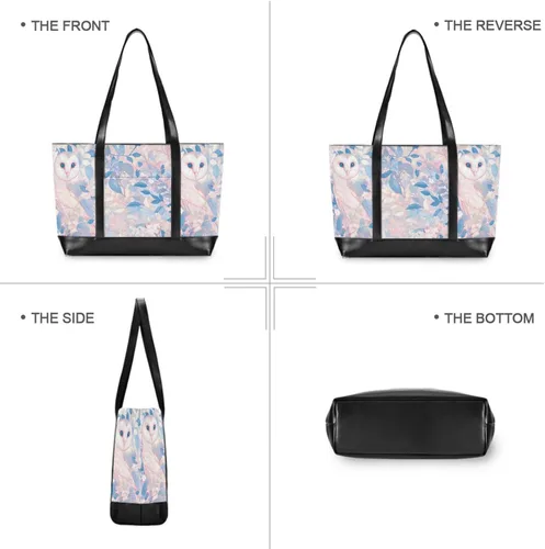 Vista 3 de Cartoon Barred Owl Peach fashion computer bags with zipper large tote for travel with gym maletin ejecutivo para mujer