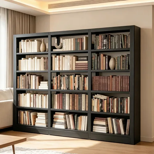 Vista 10 de VASAAOSD 55” Black Bookshelf, 5 Tier Adjustable Metal Bookcase Adjustable Design, Anti-Tilt Device, Easy Assembly Toy Storage Organizer, for