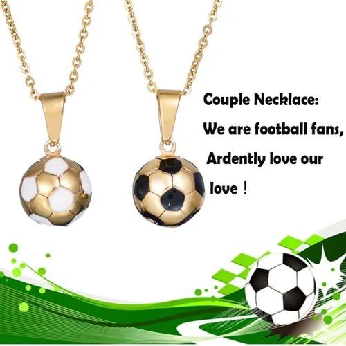 Vista 3 de Collar con colgante de fútbol 3D, collar con dije de pelota de baloncesto de fútbol, chapado en oro, joyería deportiva, regalo para fanáticos