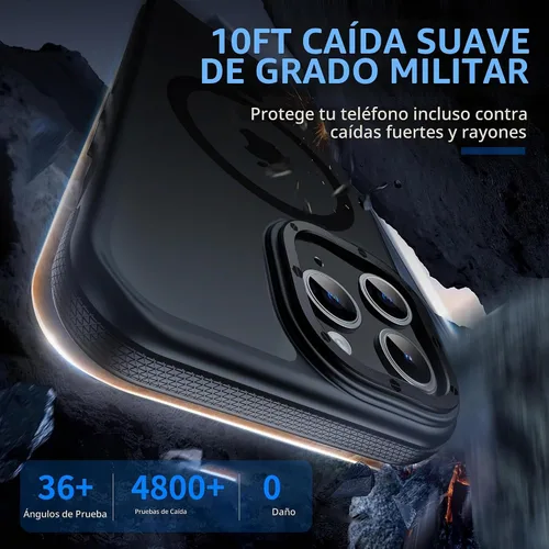 Vista 2 de Funda magnética fuerte para iPhone 12 Pro Max [Protección de grado militar de 10 pies] Compatible con MagSafe, funda protectora a prueba de golpes