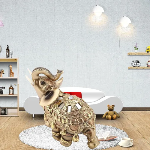 Vista 3 de Yitengteng Elegante escultura de elefante de la suerte de Feng Shui de resina, figuras de elefante para decoración del hogar, regalos