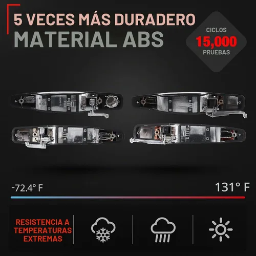 Vista 3 de Manija de puerta exterior delantera/trasera del conductor y pasajero - Compatible con Chevy Avalanche 2007-2013, Silverado 1500, 2500, 3500
