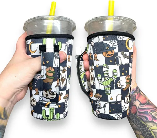 Vista 7 de Drink Handlers - Soporte para vaso de 20 a 27 onzas, funda de neopreno para café y té con asa, funda aislada y soporte para bebidas resistente al