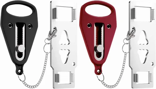 Vista 9 de Cerradura de Puerta Portátil Paquete de 2 para Viajes – Cerraduras de Puerta de Hotel para Seguridad de Viajeros – Cerradura de Seguridad de Puerta