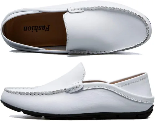 Vista 3 de MCICI Mocasines de cuero genuino de primera calidad para hombre, zapatos de conducción a la moda, mocasines planos casuales 6.5 de EE. UU. 11.5
