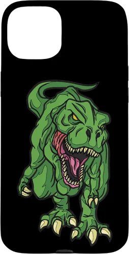 Vista 9 de iPhone 16 Green Dinosaur Illustration For Kids Cartoon Dino Case