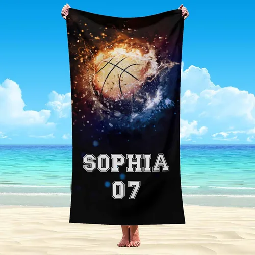 Vista 21 de Interestprint Toalla de piscina con nombre personalizado para niños, adultos y hombres, toalla de playa naranja personalizada con número