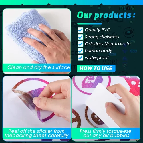 Vista 5 de 56 calcomanías de pared para jugadores, control de videojuegos, calcomanías extraíbles para videojuegos, arte de pared para dormitorio, sala