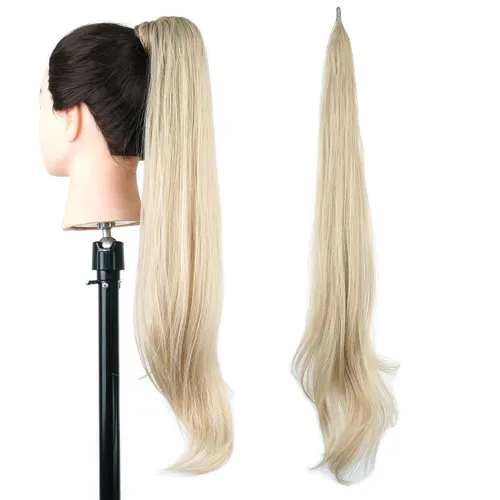 Vista 12 de IMISSU Extensión de pelo Cola de caballo Cabello flexible Colas de caballo Postizos (Negro)