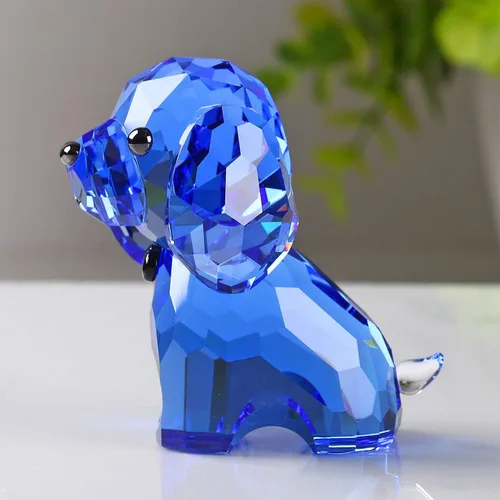 Vista 2 de DOJOZ Crystal Puppy Lindo Perro Encantador Escritorio Estatua Pequeños Adornos Decoración Del Hogar (Azul)