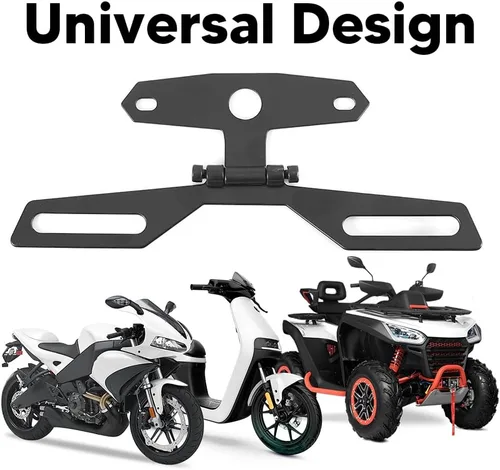 Vista 5 de Soporte universal ajustable para placa de matrícula plegable para motocicleta, soporte para placa de matrícula universal