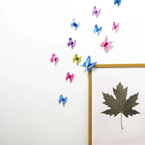 Vista 4 de 60 calcomanías de pared de mariposas, decoración de mariposas 3D para pared, calcomanías murales extraíbles, decoración del hogar, habitación