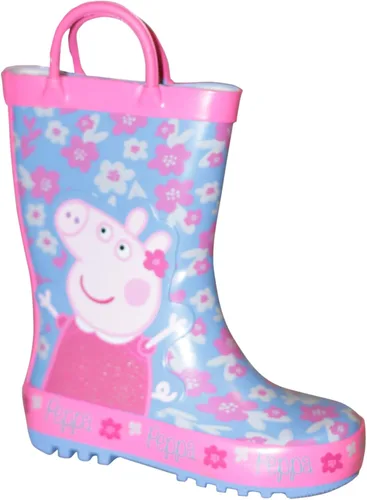 Vista 3 de Peppa Pig Wellies Flower Girl's Easy-On Handles Pink Blue Rain Welly Boots