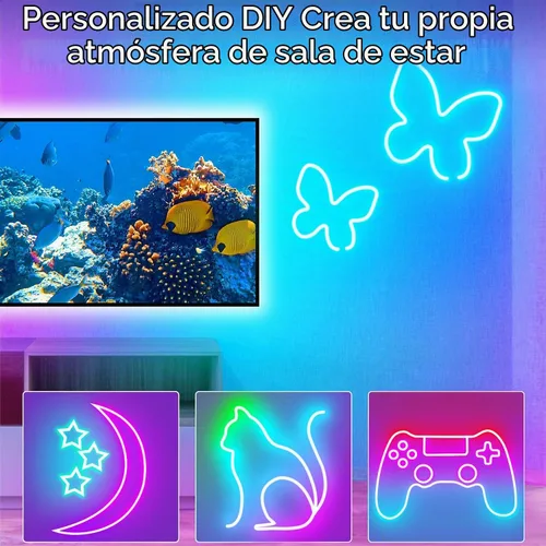 Vista 3 de segrass Luces de Cuerda LED de Neón RGB DC24V de 16.4 pies con Control Remoto/APP, Impermeables, Flexibles, Multicolor, Estilo Moderno