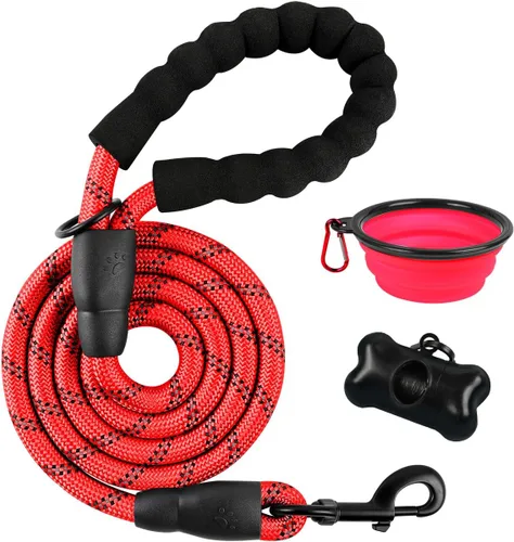 Vista 45 de BARKBAY - Correas para perros grandes, resistentes, de 4/5/6 pies, con cómoda asa acolchada y hilos altamente reflectantes para perros medianos