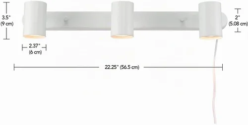 Vista 6 de GLOBE Electric 60024 Iluminación de riel de 3 luces con enchufe, cabezales ajustables, acabado blanco mate, 22 pulgadas, base GU10, cable de 15 pies