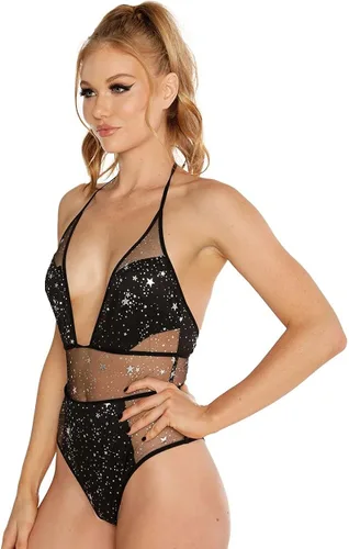 Vista 4 de iHeartRaves Body Rave para mujer Sexy atrevida malla transparente recortada de una pieza