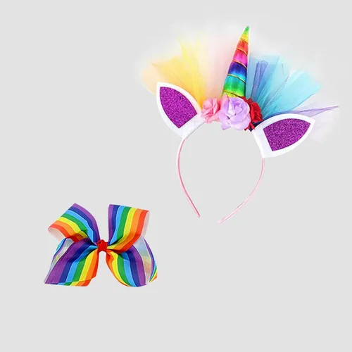 Vista 5 de Doctor Unicorn Conjunto de disfraz de unicornio para niñas, vestido de unicornio tutú con diadema