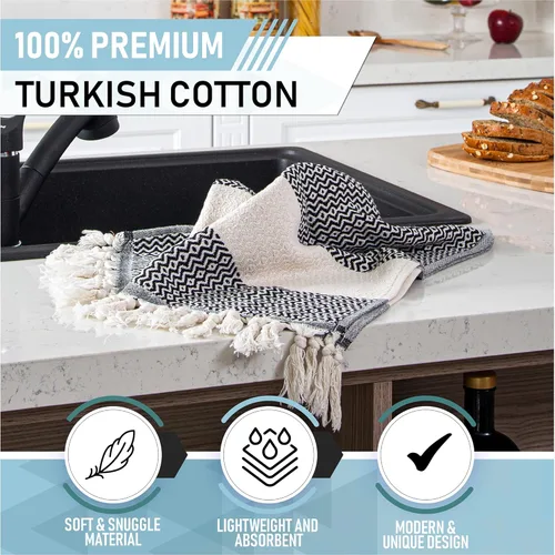 Vista 2 de RUMI & SHAMS - Toalla de mano turca para baño y cocina - 2 toallas de mano decorativas de lujo para baño - Toallas rústicas de cocina de 100 %