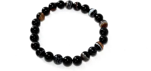 Vista 10 de Jet International New Round Beads Stretch Bracelet Natural Genuine Gift
