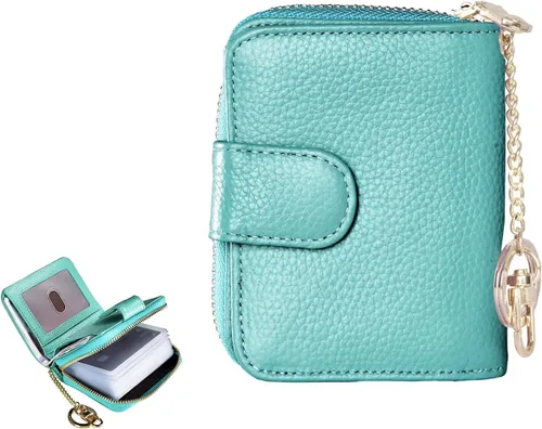 Vista 8 de Beurlike Cartera de tarjeta de crédito RFID para mujer, estuche organizador de cuero para mujer, pequeño titular de la tarjeta de seguridad