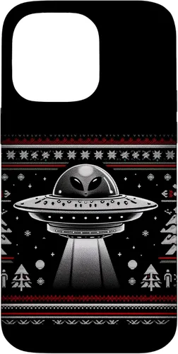 Vista 21 de Lindo alienígena OVNI Navidad Ugly Sweater Pijamas Caso para iPhone 16