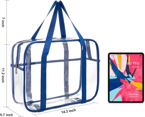 Vista 3 de Bolsa de aseo grande y gruesa de PVC con cremallera, bolsa transparente para cosméticos para el trabajo diario, viajes, deportes