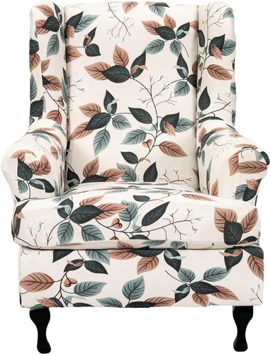 Vista 13 de NILUOH Funda para silla Wingback, 2 piezas, fundas elásticas de elastano para silla con respaldo de ala, funda lavable para sillones con respaldo