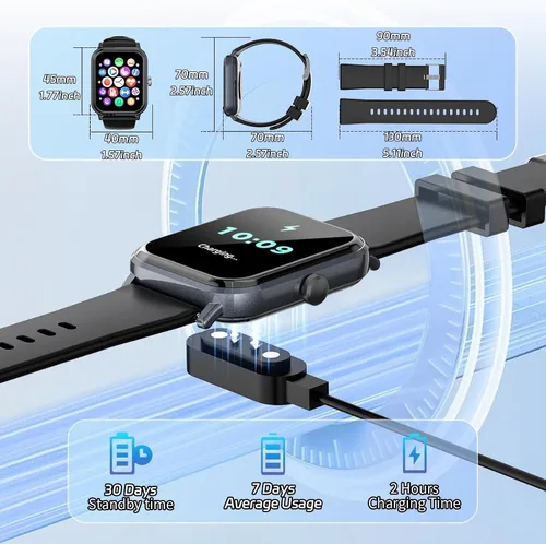 Vista 7 de Reloj inteligente para hombres y mujeres con llamadas, rastreador de actividad física de 1.83 pulgadas con monitor de frecuencia cardíaca/sueño