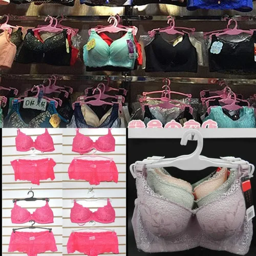 Vista 9 de WellieSTR Perchas de plástico elegantes, ideales para sujetadores, bragas, ropa interior, 10 pulgadas (paquete de 50, rosa)