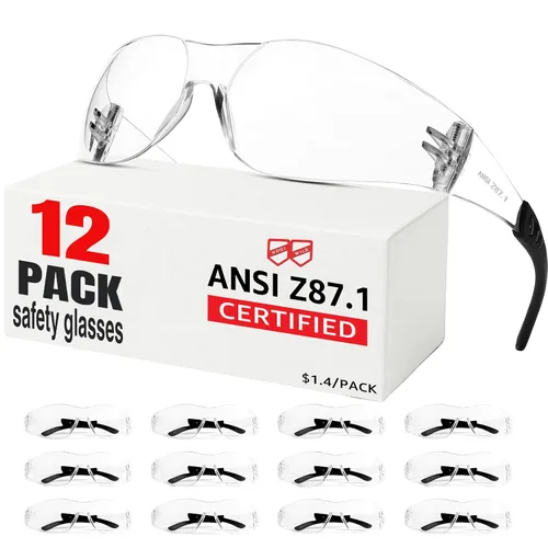 Vista 11 de Gafas de seguridad ANSI Z87.1 transparentes, paquete de 120 unidades, gafas de seguridad para hombres y mujeres, gafas de protección transparentes