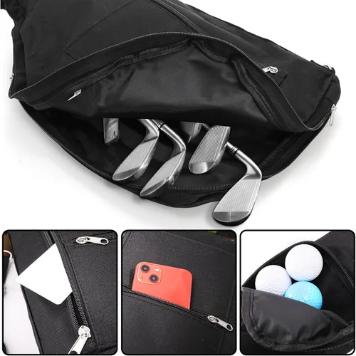 Vista 4 de Bekith Bolsa de golf, bolsas de viaje de golf ligeras, bolsa de transporte de golf plegable para 8-10 palos de golf, bolsas de transporte pequeñas