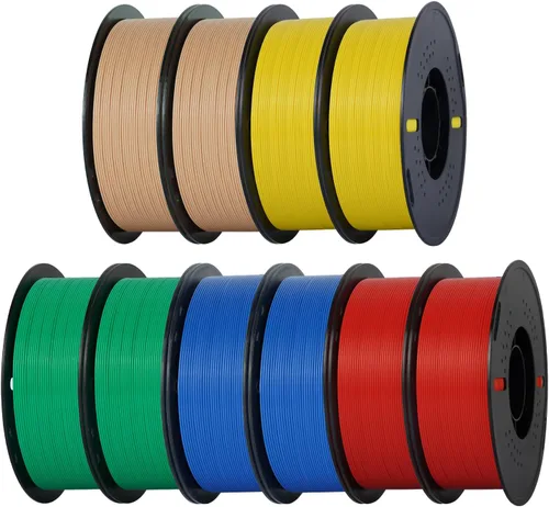 Vista 24 de Kingroon PLA - Filamento para impresora 3D, 10 carretes, precisión dimensional de +/- 0.02 mm, carrete de 10 kg (22 libras), 1.75 mm, 5 negro + 5