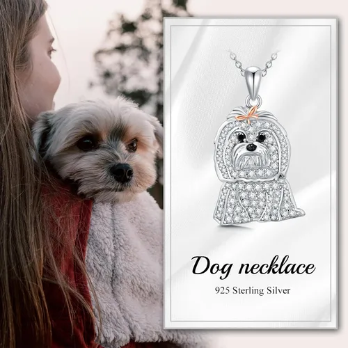 Vista 84 de Collares con colgante de perro de plata de ley S925 – 24 razas corgi/husky/labrador/pastor para mujer