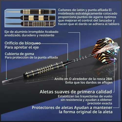 Vista 3 de LANNEY Juego de dardos de punta de metal, juego de dardos de punta de acero de 0.71 oz, 0.85 oz y 0.92 oz de dardos profesionales para dardos