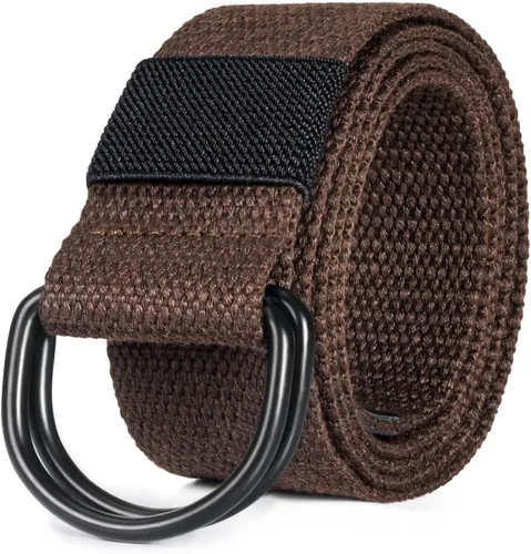 Vista 15 de Cinturón para mujeres y hombres de lona con hebilla negra 1 1/2" de ancho extra larga color sólido