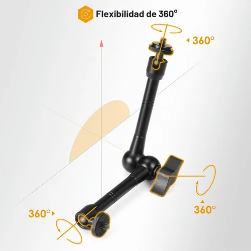 Vista 2 de TARION Brazo mágico con súper abrazadera – 11 pulgadas/11.0 in articulada ajustable montaje de cámara de fricción y abrazadera con rosca de 1/4