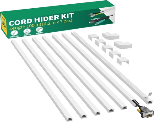 Vista 12 de Delamu Kit de cubierta de cable autoadhesivo de 100 pulgadas para TV montado en la pared, ocultador de cables pintable, sistema de gestión de cables
