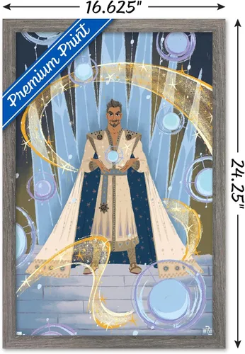 Vista 3 de Trends International Disney Wish - Póster de collage 4 (King Magnifico), póster de pared, 14.72 x 22.37 pulgadas, versión enmarcada de madera
