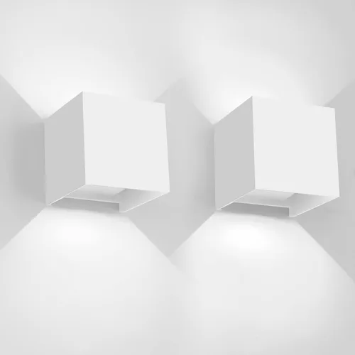 Vista 16 de Mille Lucciole Paquete de 2 lámparas de pared para exteriores de 12 W, para exteriores e interiores, apliques de pared LED blancos modernos, IP65