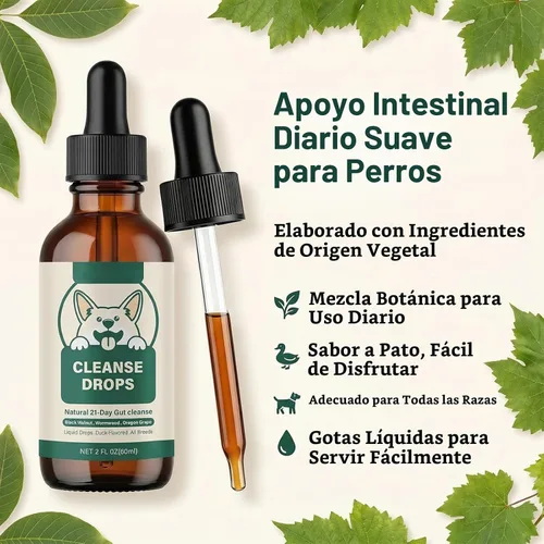 Vista 2 de Gotas de limpieza de parásitos, suplemento de probióticos triples, apoyo que promueve la salud intestinal y digestiva, hierbas naturales para perros
