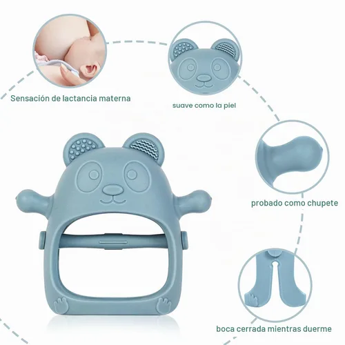 Vista 3 de Eascrozn Juguetes de Dentición para Bebés de 3+ Meses, Conjunto de 3, Guantes de Dentición de Silicona Fáciles de Sostener con Texturas Suaves