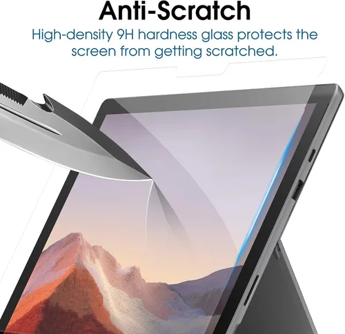 Vista 6 de amFilm Paquete de 2 protectores de pantalla de vidrio templado para Microsoft Surface Pro 7, 6, 5, 4 (12.3 pulgadas)