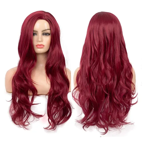 Vista 14 de Pelucas largas rizadas onduladas negras para mujer, parte lateral, aspecto natural, sintética, para cosplay, resistente al calor, peluca de repuesto