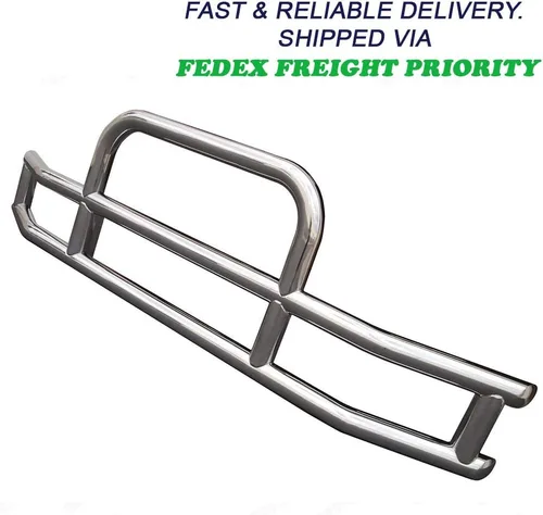 Vista 2 de QSC Truck Parts Protector de parachoques de ciervo de acero inoxidable pulido 304 w/soporte para Kenworth T680 13-21