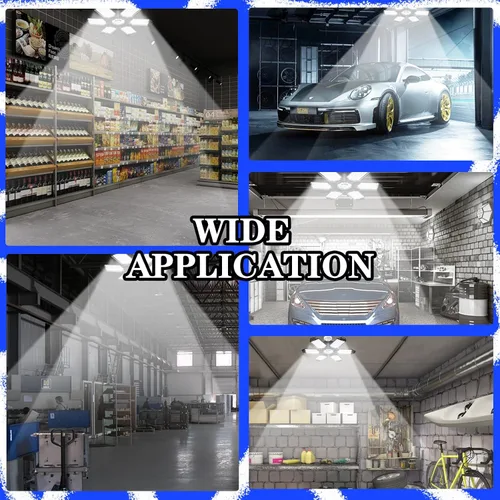 Vista 7 de Luces LED de garaje, 180 W, 18000 lúmenes, luz de techo de garaje deformable con 6+1 paneles ajustables, base E26/E27 6500 K, luz diurna LED