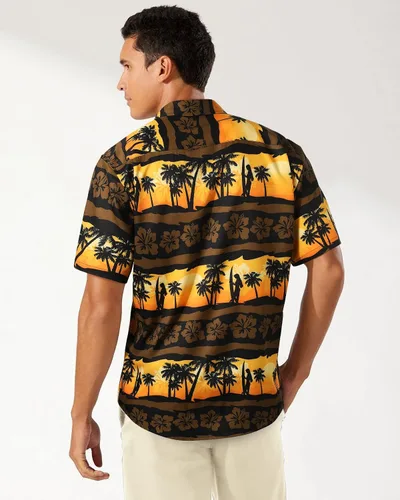 Vista 3 de Camisas hawaianas de manga corta para hombre, camisas tropicales casuales de verano, con botones, floral, para vacaciones, playa, Aloha Hawaii