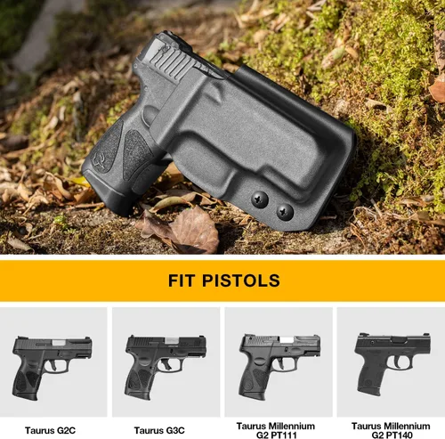 Vista 2 de Funda Taurus G2C OWB Kydex para Taurus G2C/Taurus G3C, Millennium G2 PT111 / PT140. Funda de transporte de cintura exterior para cinturón de 1.5 a