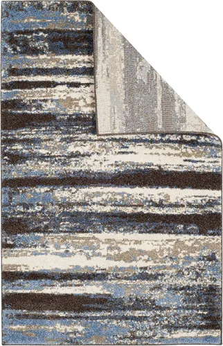 Vista 6 de SAFAVIEH Retro Collection - Alfombra de pasillo de 2 pies 3 pulgadas x 13 pies, color crema y azul, diseño abstracto moderno, no desprende pelusa